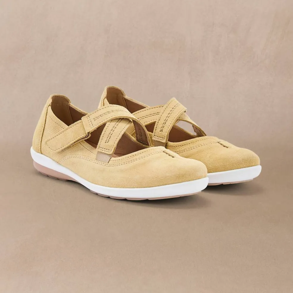 Babies en cuir à pattes croisées, largeur confort