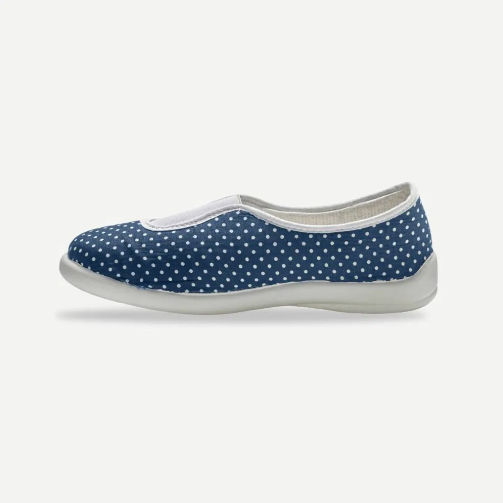 Ballerine d'intérieur élastiquée imprimée pois