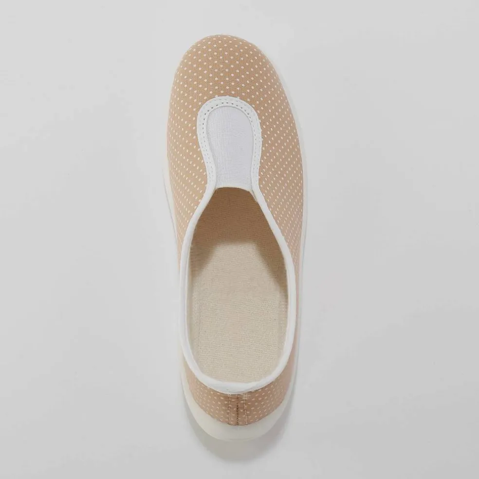 Ballerine d'intérieur élastiquée imprimée pois