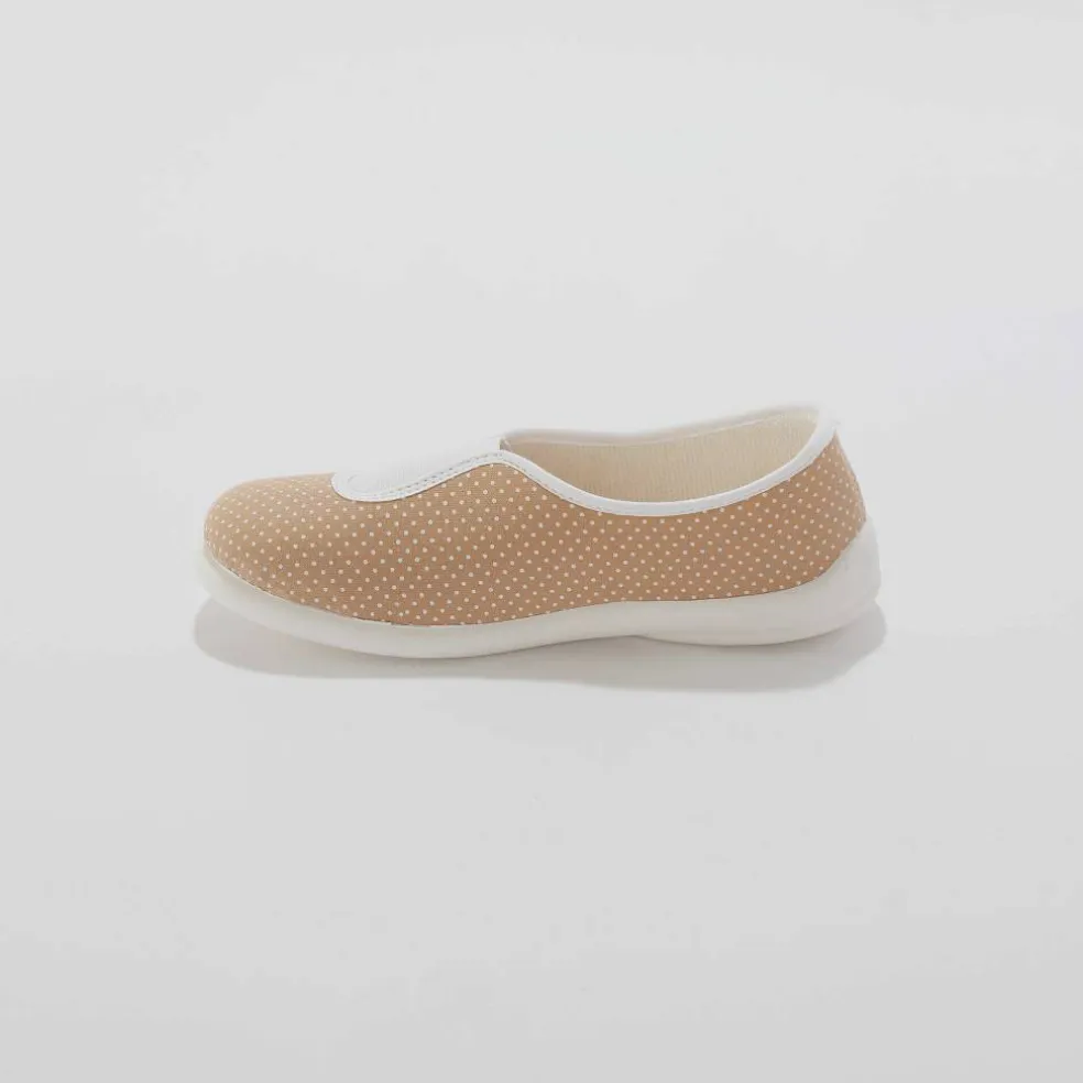 Ballerine d'intérieur élastiquée imprimée pois