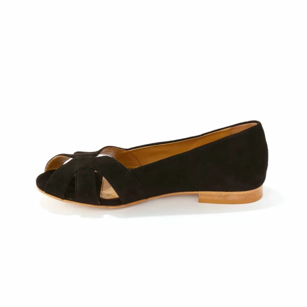 Ballerines à bout ouvert en cuir