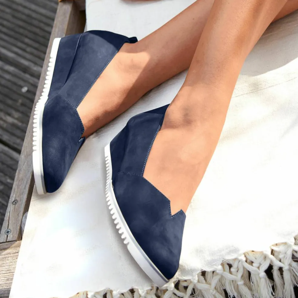 Ballerines compensées en cuir