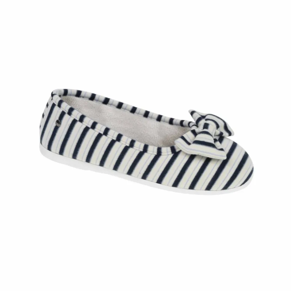 Ballerines ergonomiques en velours rayé, large nœud