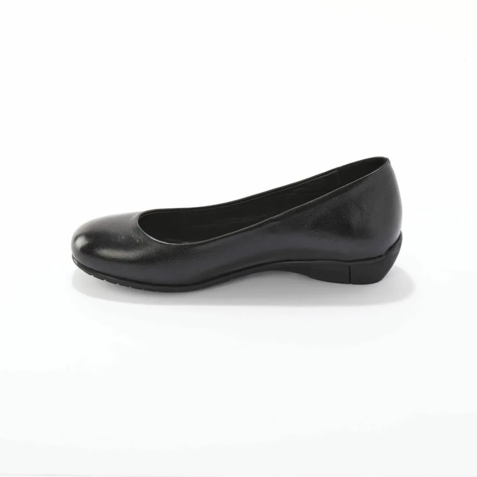 Ballerines souples compensées en cuir lisse
