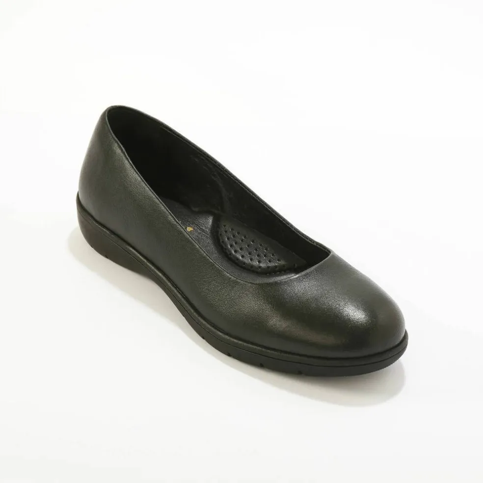 Ballerines souples compensées en cuir lisse