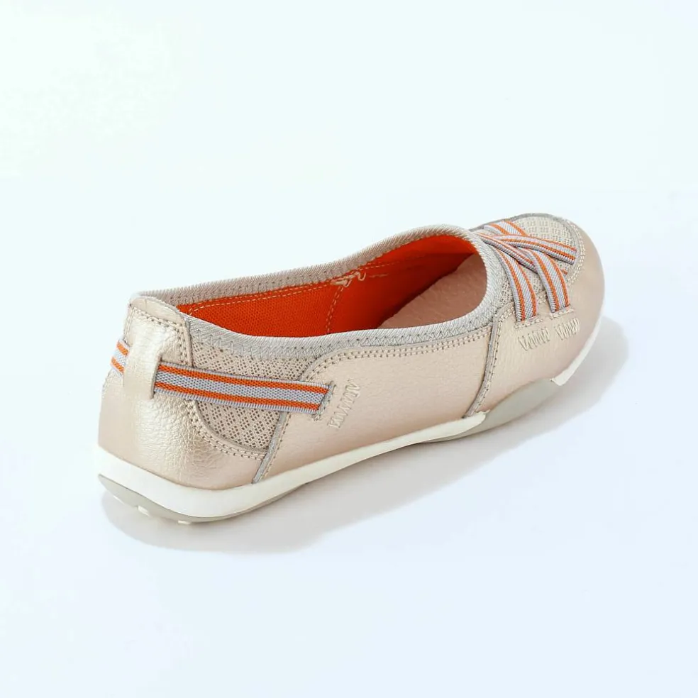 Ballerines souples cuir et textile aéré bandes élastiquées