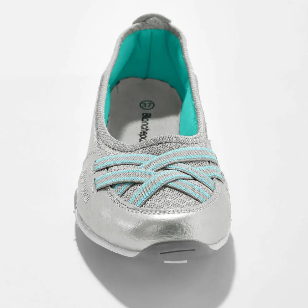 Ballerines souples cuir et textile aéré bandes élastiquées