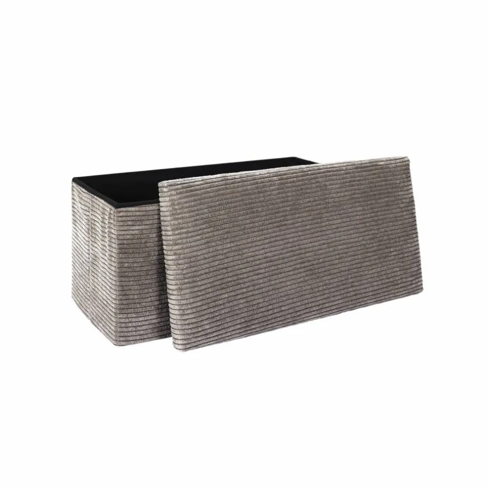 Banc-coffre pliable uni côtelé