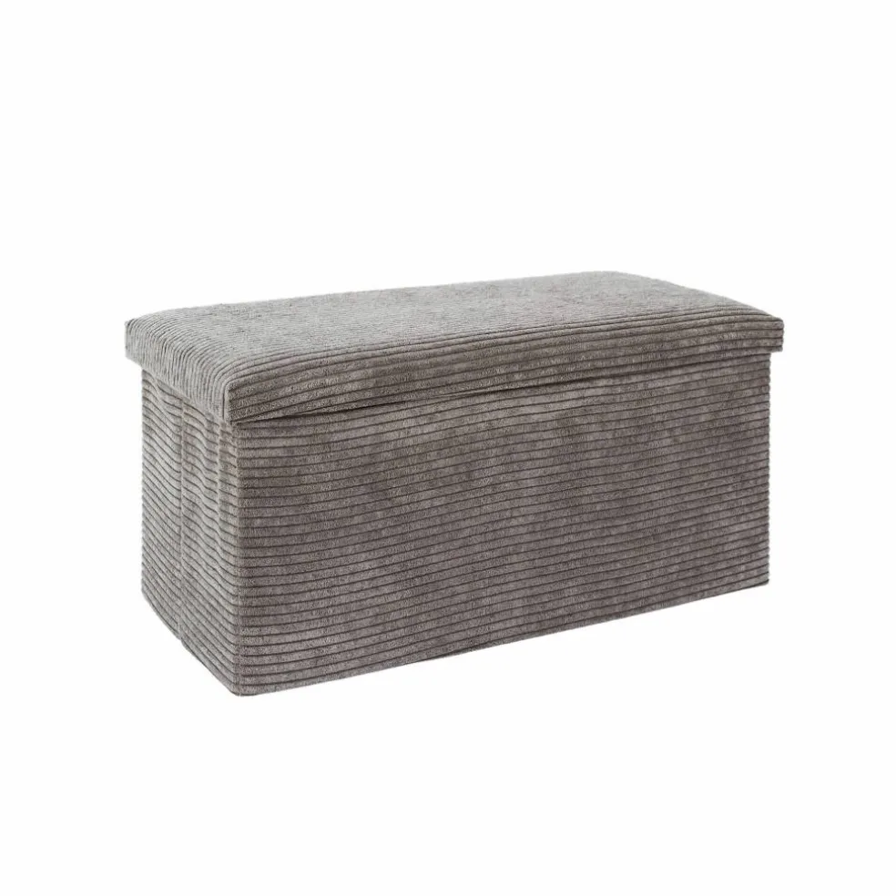 Banc-coffre pliable uni côtelé