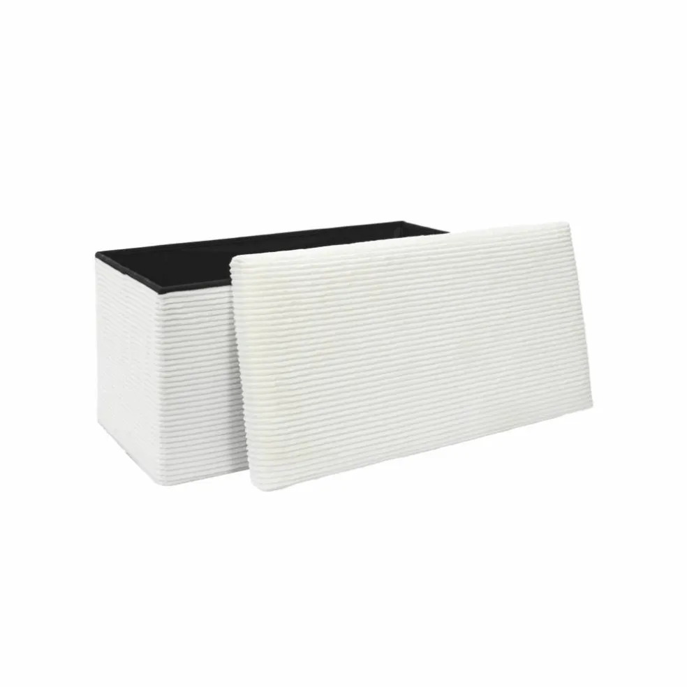 Banc-coffre pliable uni côtelé