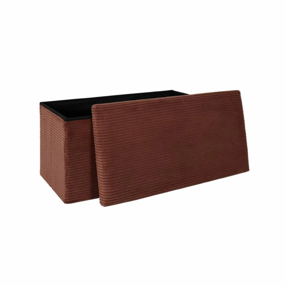 Banc-coffre pliable uni côtelé