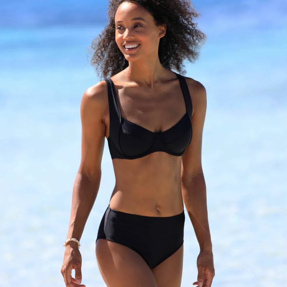 Bas de maillot de bain taille haute uni Solaro