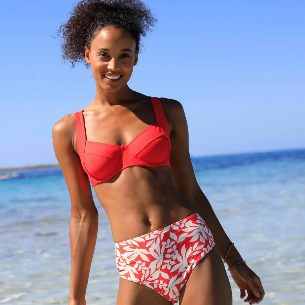 Bas de maillot de bain taille haute imprimé Linao