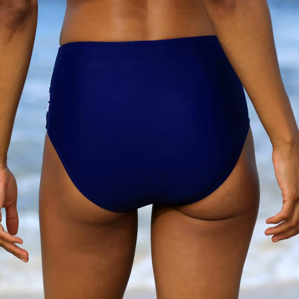 Bas de maillot de bain taille haute uni - effet drapé