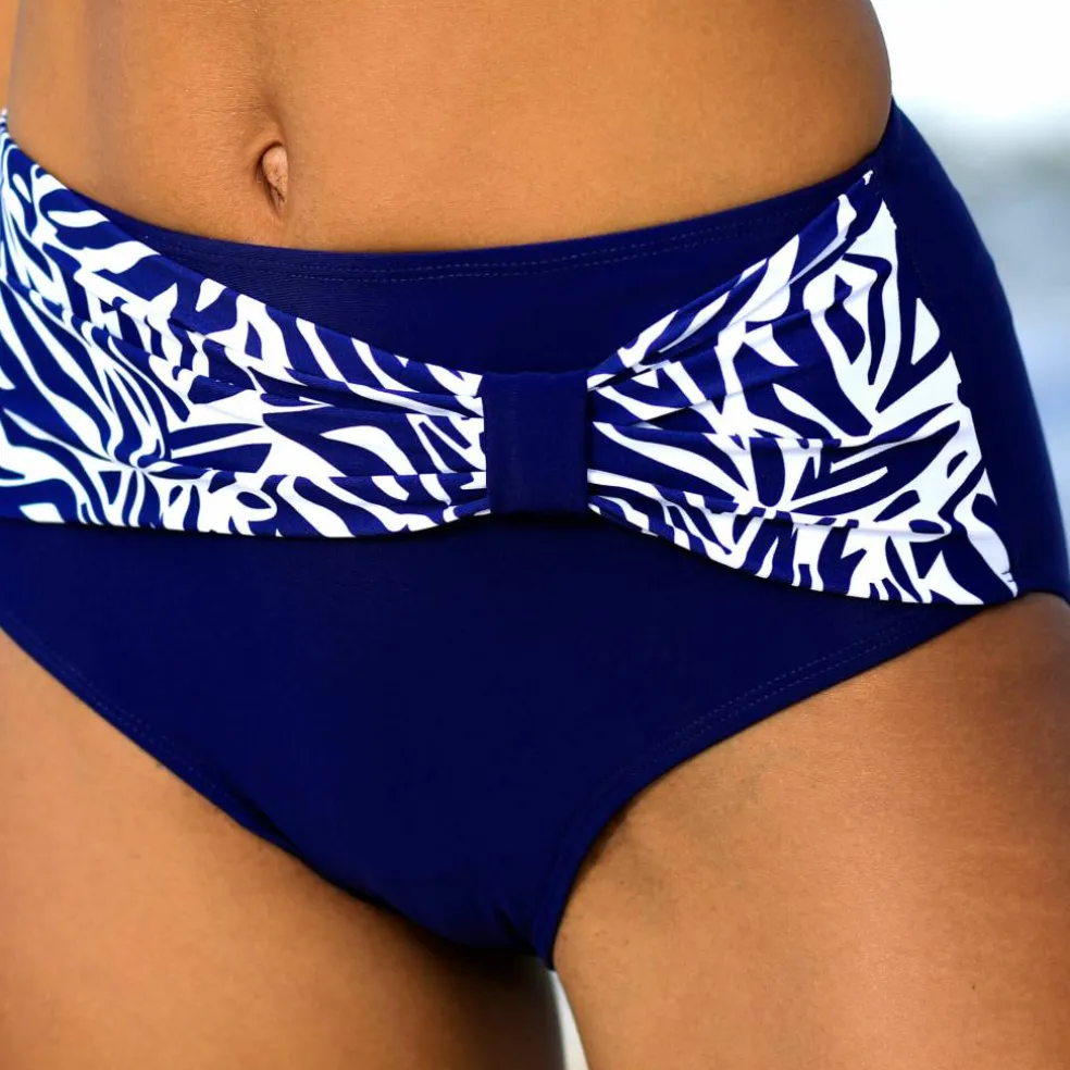 Bas de maillot de bain taille haute uni - effet drapé