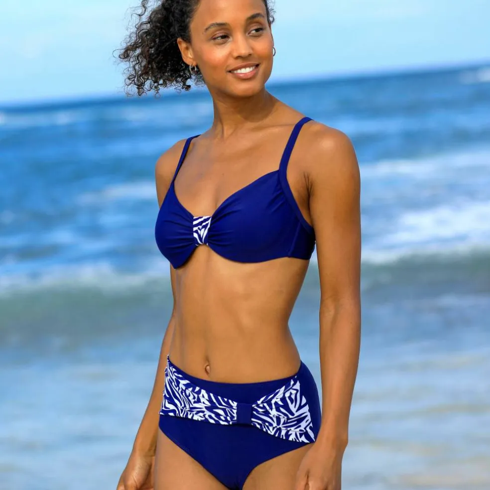 Bas de maillot de bain taille haute uni - effet drapé