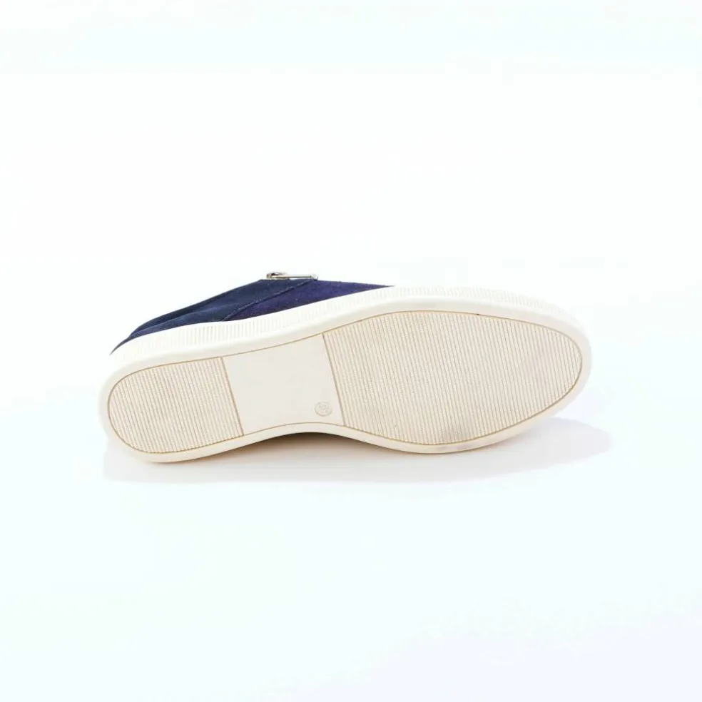 Basket basse zippée en cuir souple effet irisé