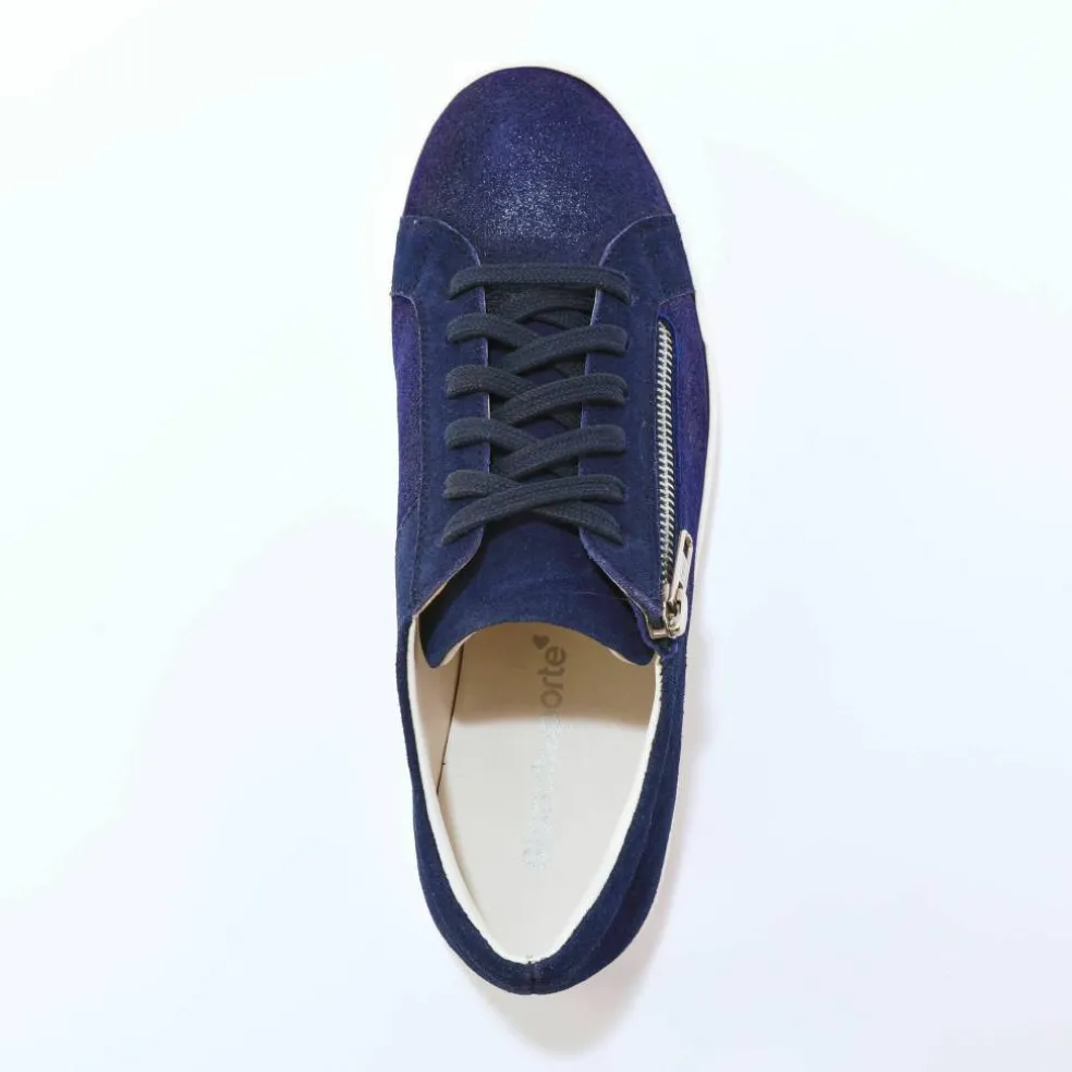 Basket basse zippée en cuir souple effet irisé