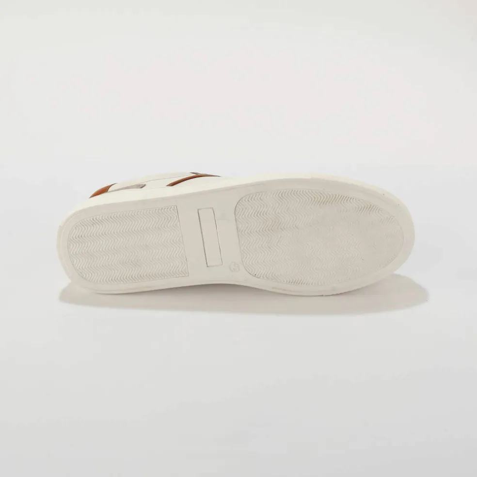 Baskets compensées cuir bi-matière à lacets