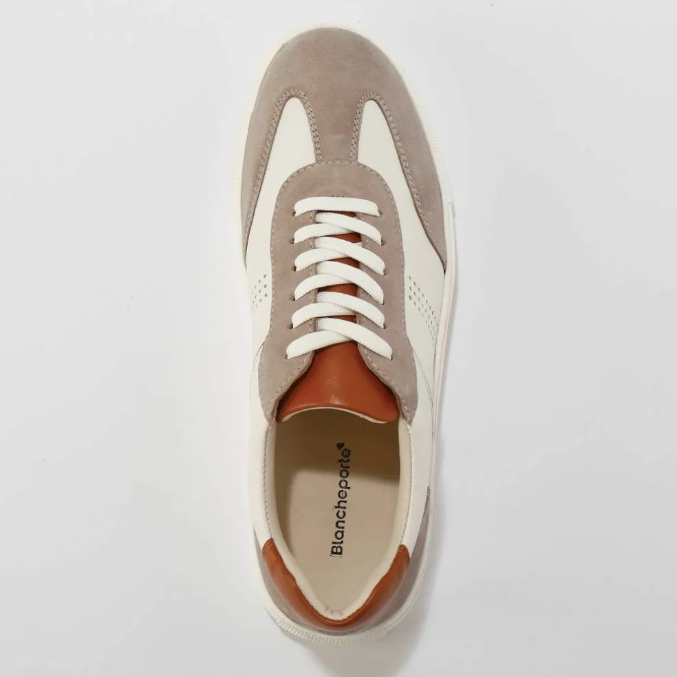 Baskets compensées cuir bi-matière à lacets