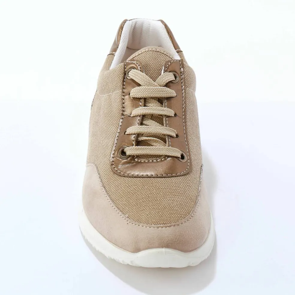 Baskets lacées spécial pieds sensibles, en tissu souple