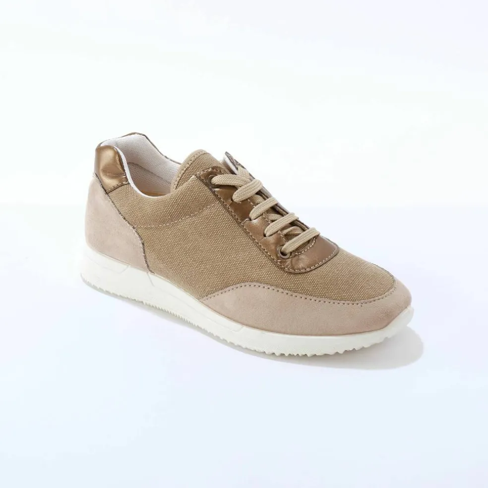 Baskets lacées spécial pieds sensibles, en tissu souple