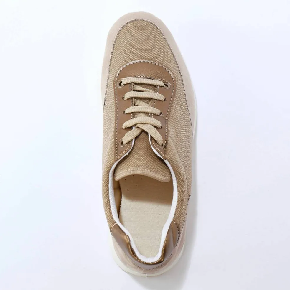Baskets lacées spécial pieds sensibles, en tissu souple