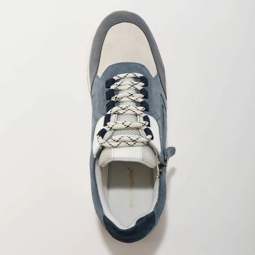 Baskets sneakers cuir, empiècements fantaisie contrastés