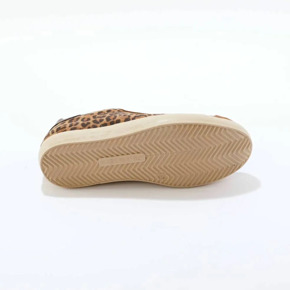 Baskets vintage croûte de cuir imprimé léopard