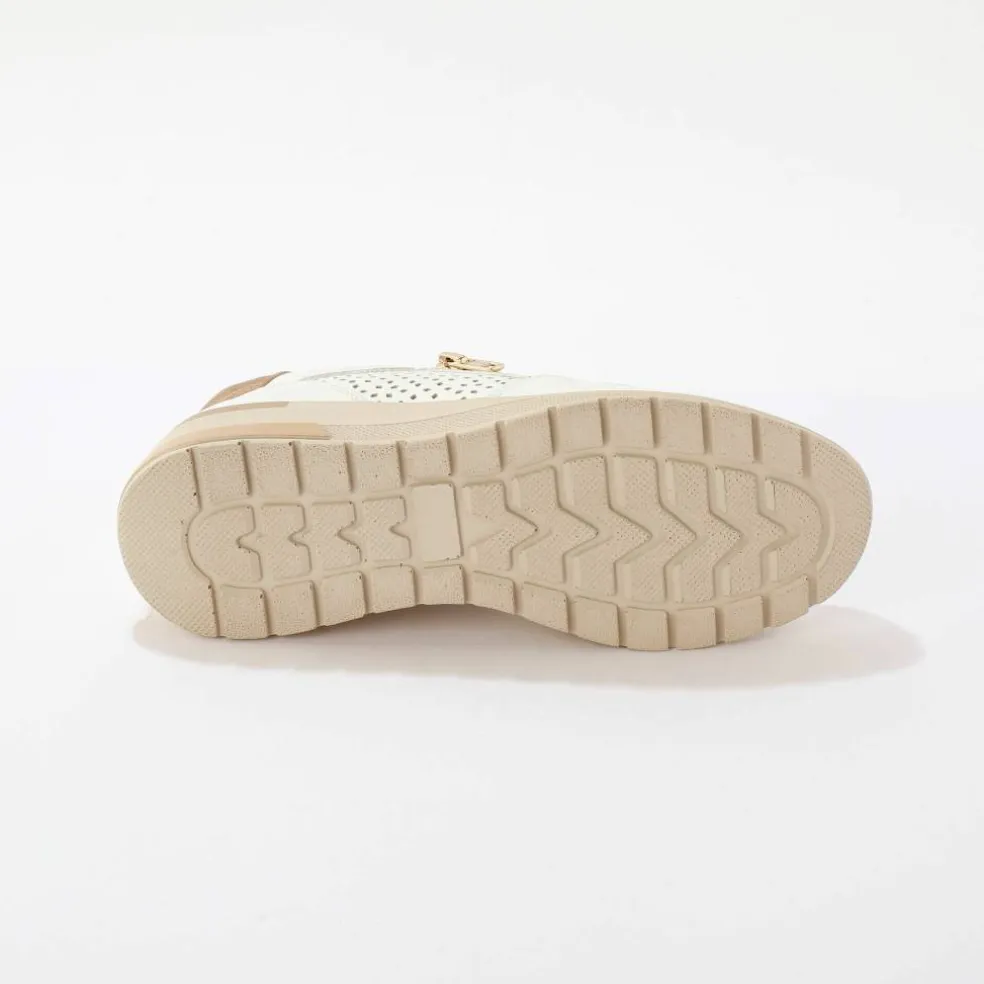 Baskets zippées compensées en cuir