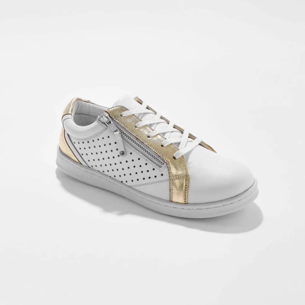 Baskets zippées en cuir perforé