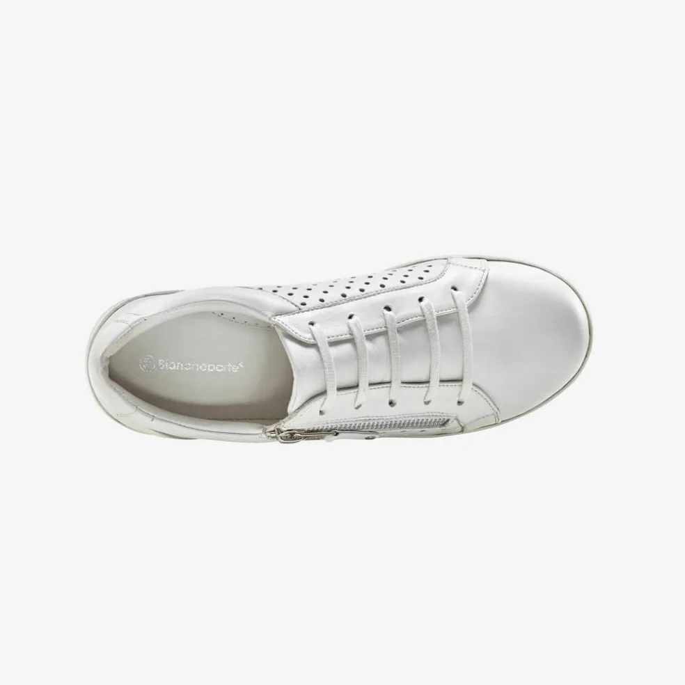 Baskets zippées en cuir perforé