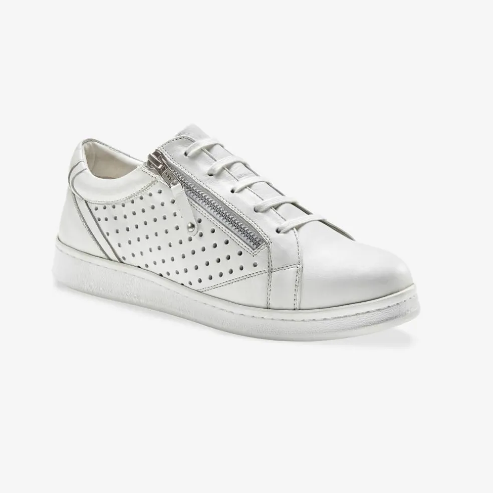 Baskets zippées en cuir perforé