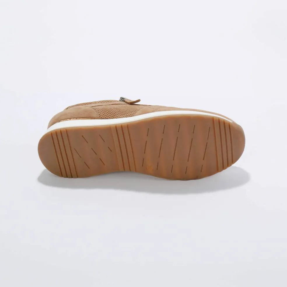 Baskets zippées en cuir souple à semelle bimatière