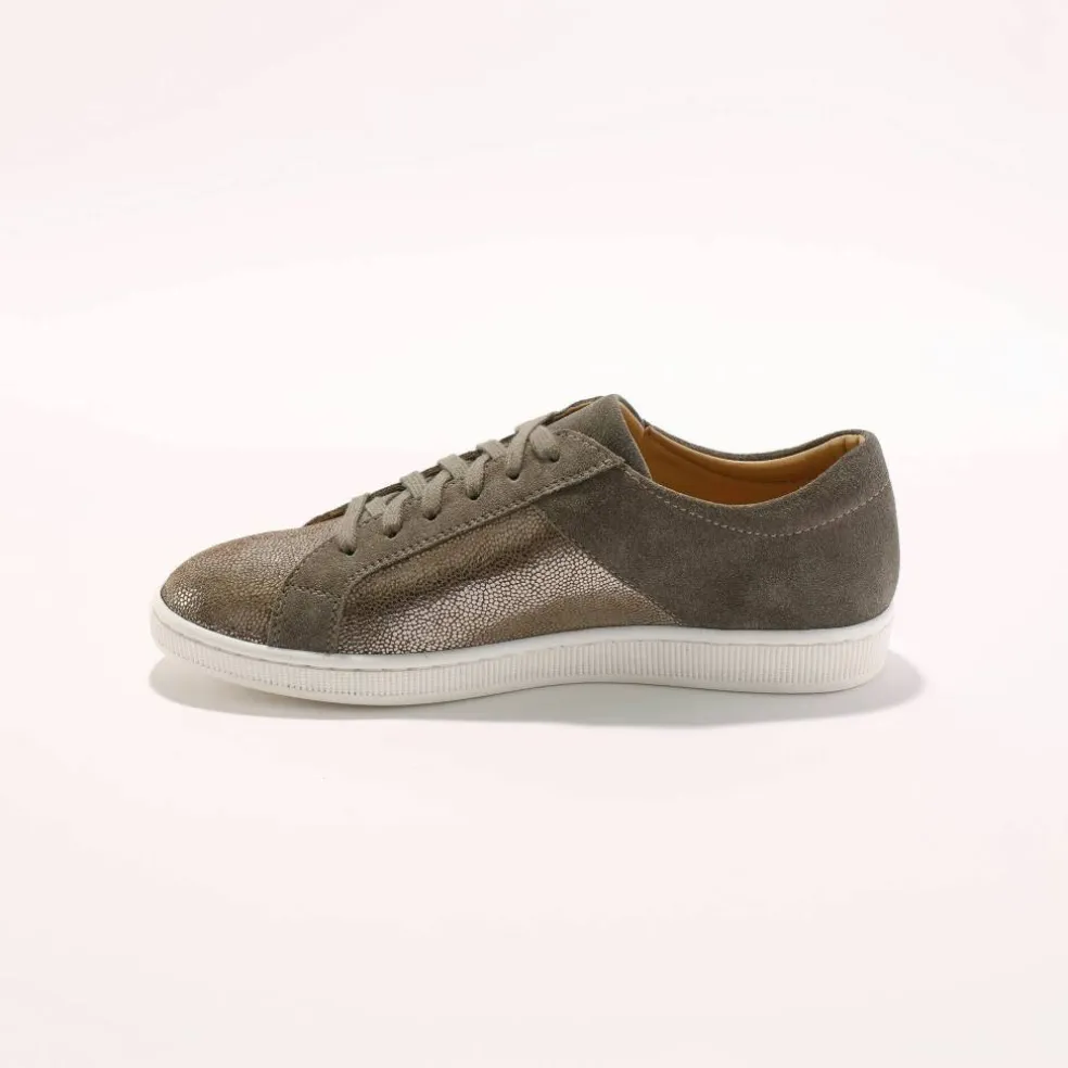 Basket zippée en cuir souple effet irisé - forme basse