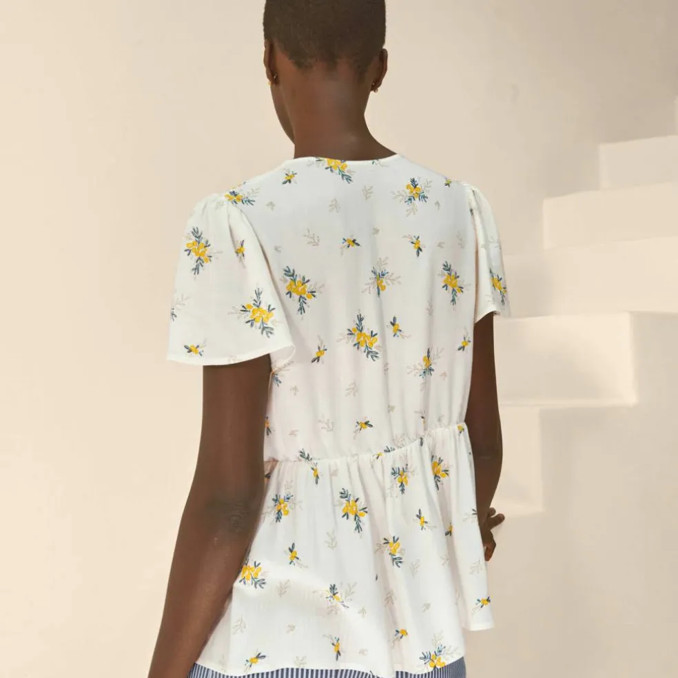 Blouse à basque imprimée