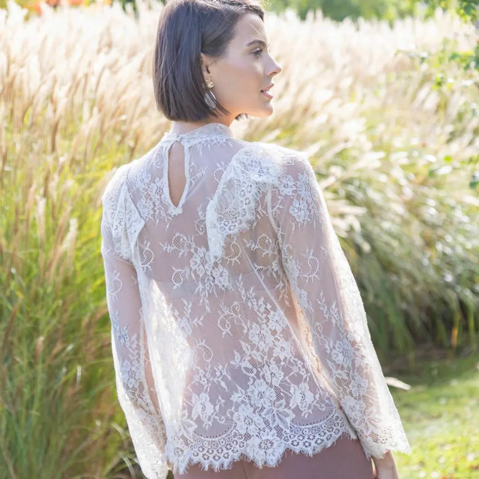 Blouse dentelle volantée