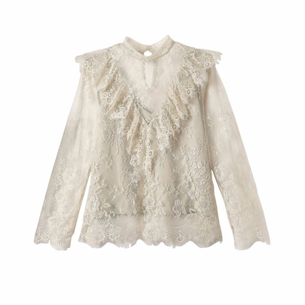 Blouse dentelle volantée