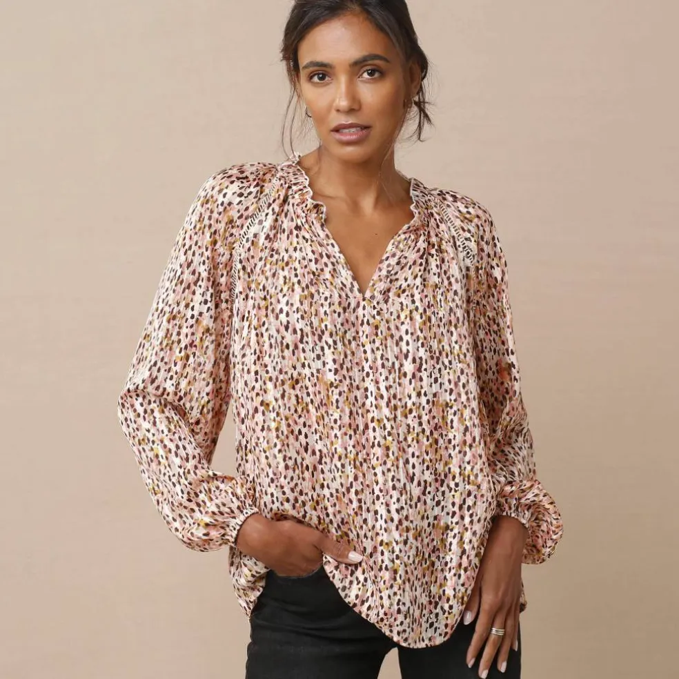 Blouse en voile imprimé tachiste