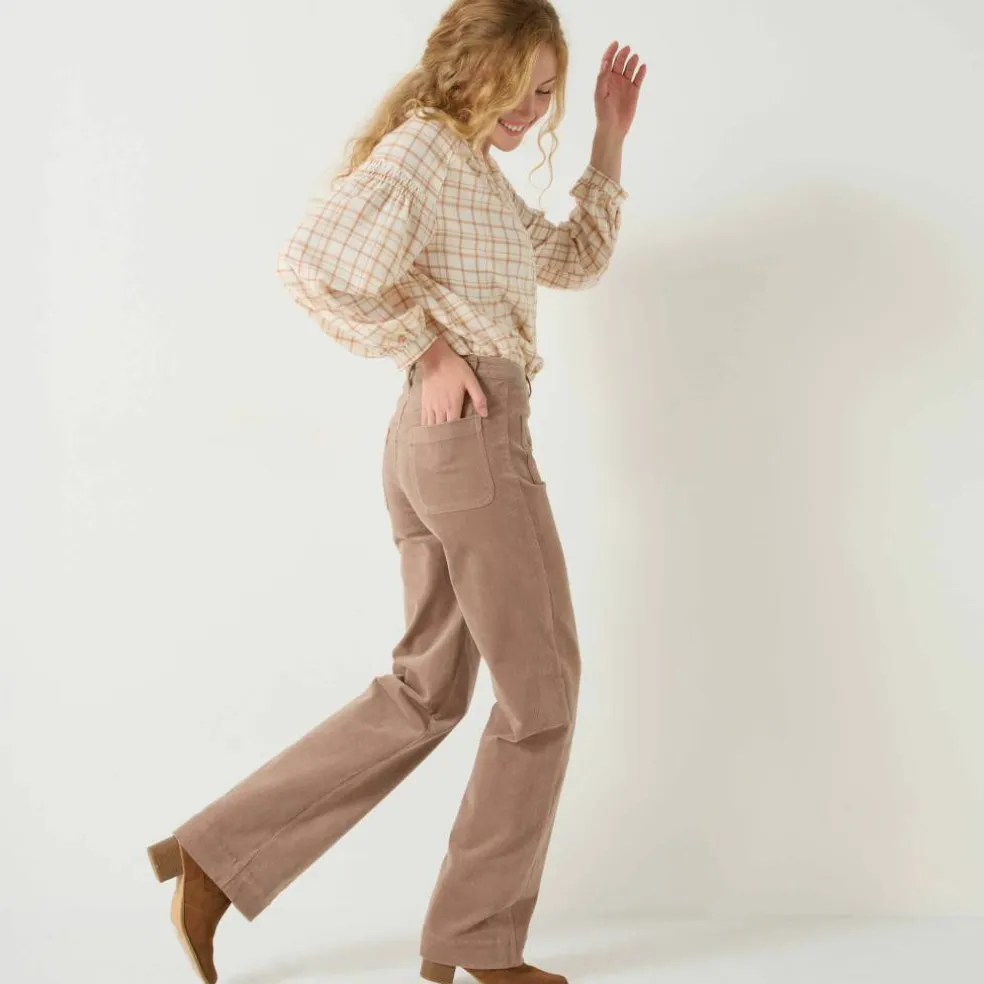 Blouse imprimée carreaux flanelle, manches 7/8