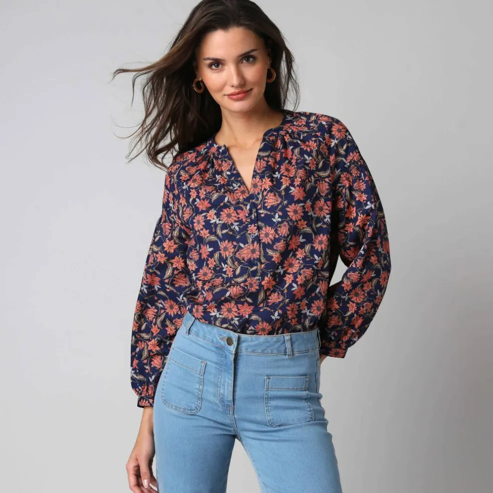 Blouse imprimée manches blousantes