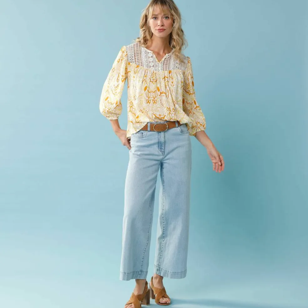 Blouse imprimée Spécial Petite, plastron macramé