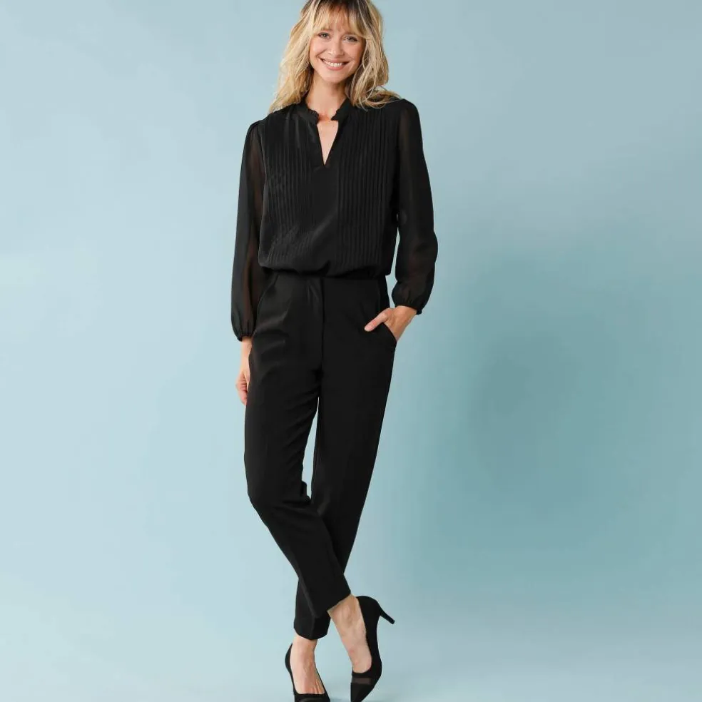 Blouse unie spécial Petites plis piqués, doublée