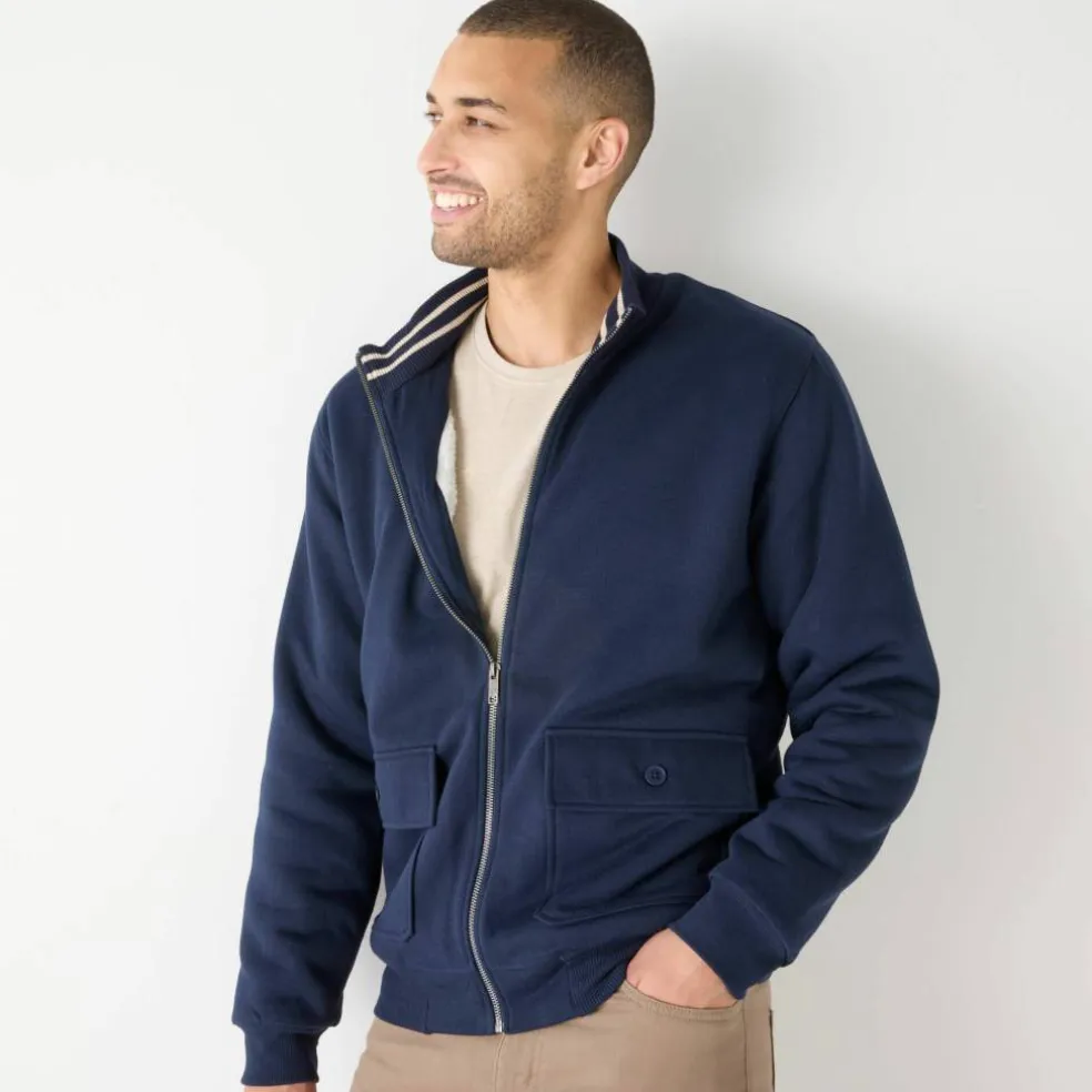 Blouson zippé col montant molleton doublé sherpa