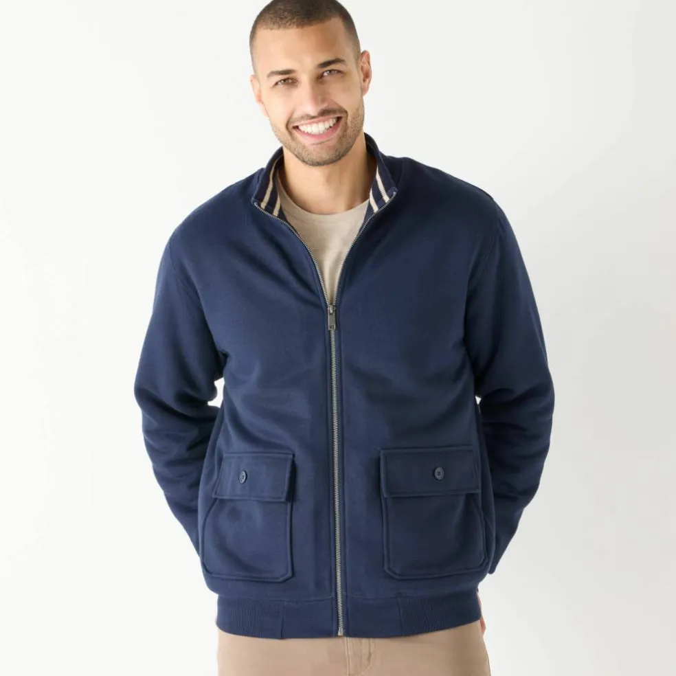 Blouson zippé col montant molleton doublé sherpa