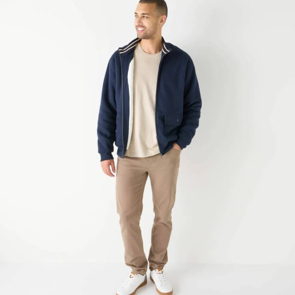 Blouson zippé col montant molleton doublé sherpa