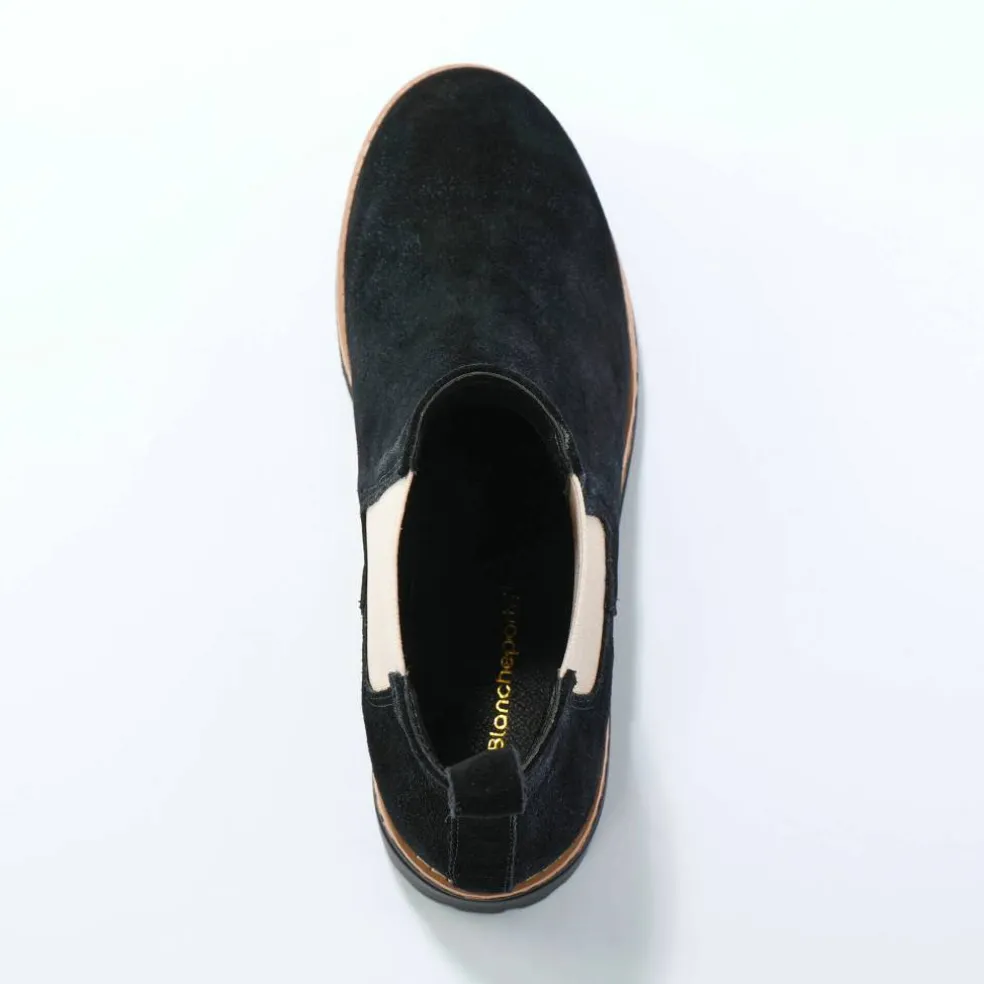 Boots chelsea croûte de cuir, semelle crantée épaisse