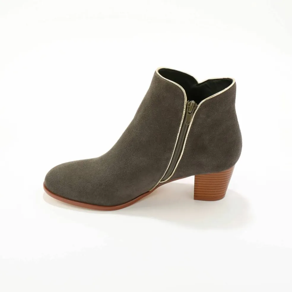 Boots cuir liseré doré