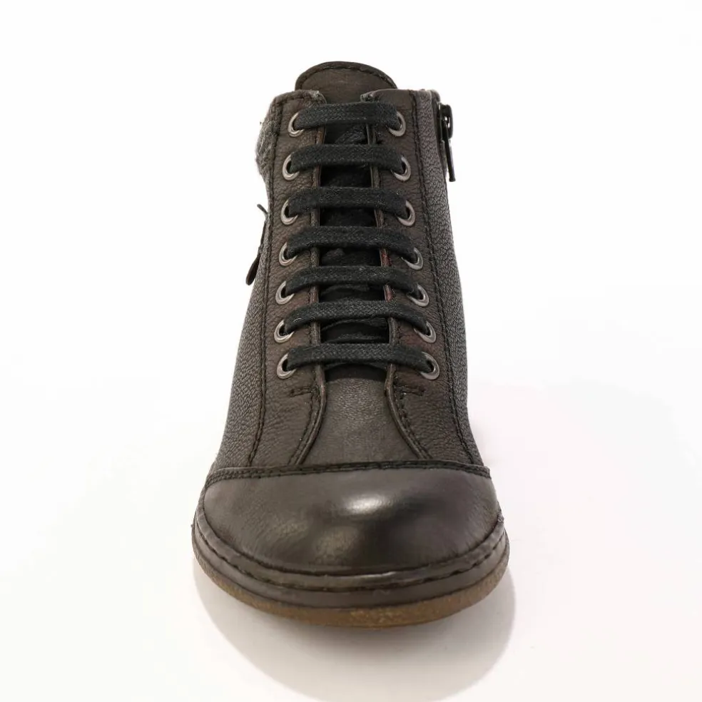 Boots détente lacées et zippées en cuir