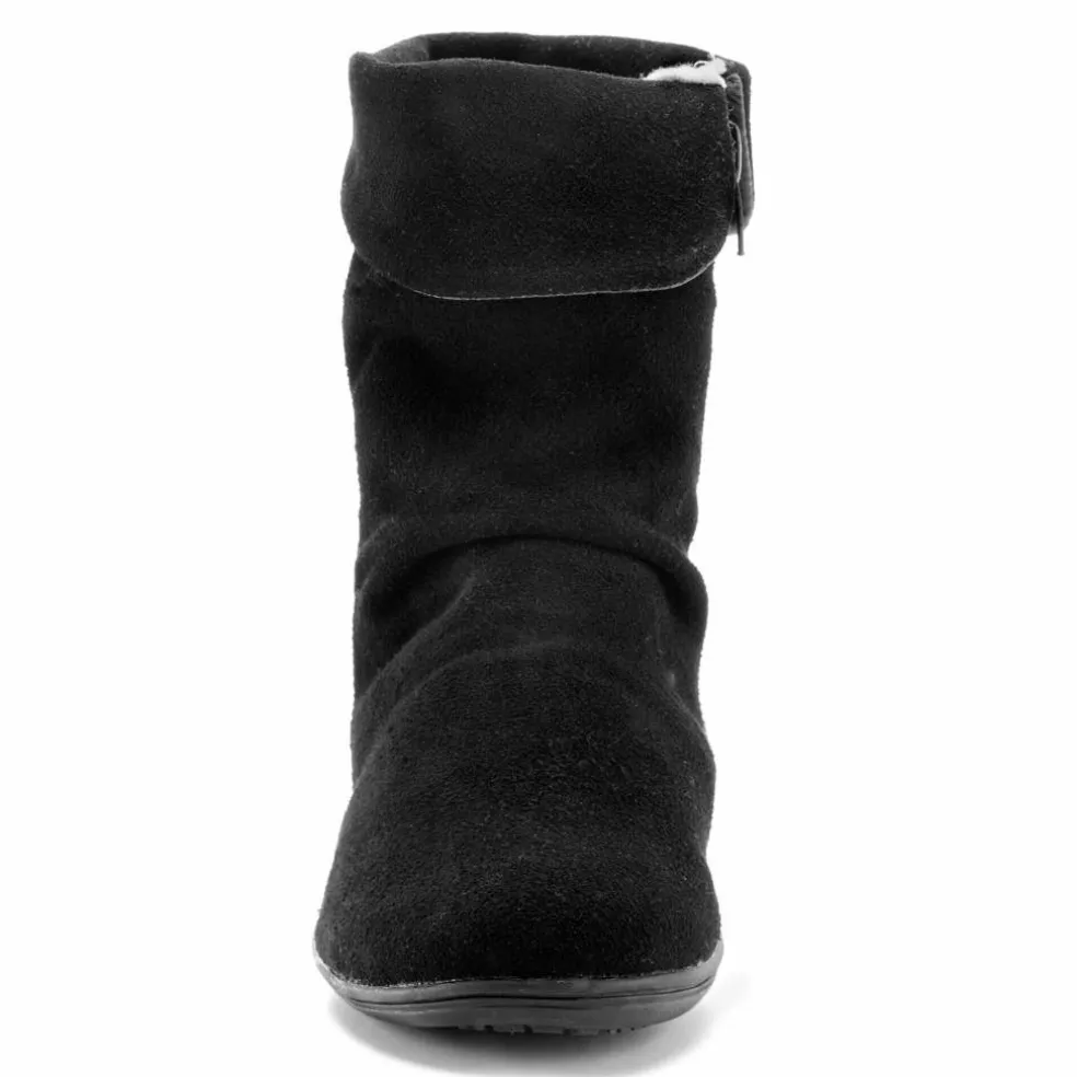 Boots fourrées en croûte de cuir